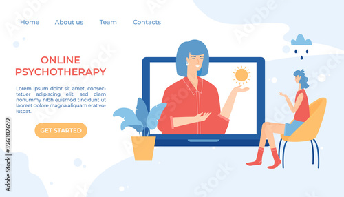 Online psychotherapy concept. Psychological counseling. Vector illustration.