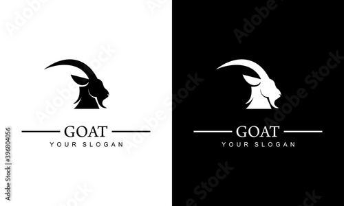 Ilustration vector graphic of Sheep head design vector on white and black background. Wild animal.