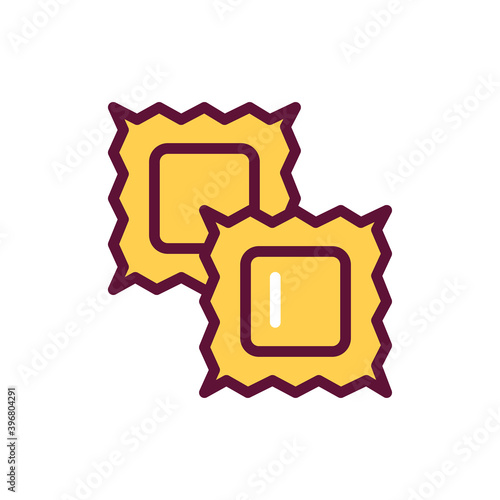 Original italian pasta Ravioli color line icon. Isolated vector element.