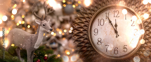 Golden New Year clock in a ...