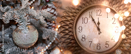 Golden New Year clock in a ...