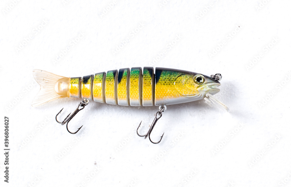 Close up product image of a fishing lure on white background Close up product image of a fishing lure on white background