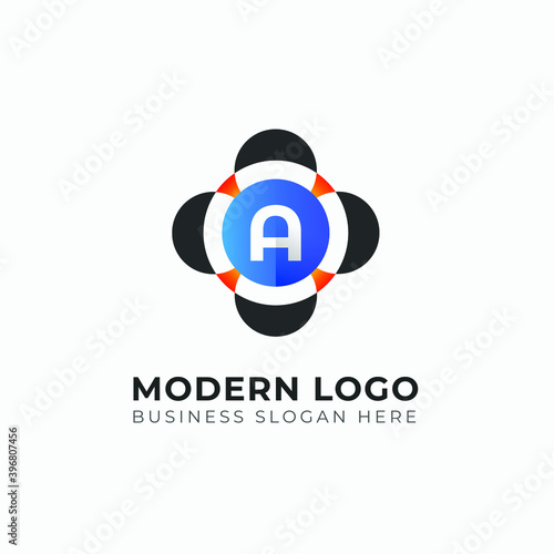 A logo mark. Colorful A letter logo template. Letter A modern gradient logo design element