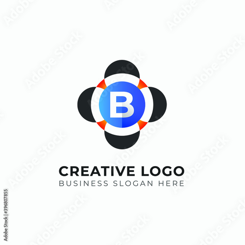 B logo mark. Colorful B letter logo template. Letter B modern gradient logo design element