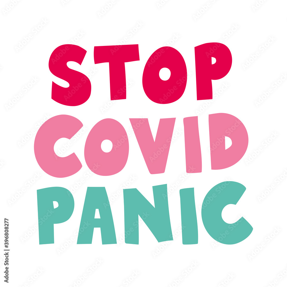stop covid panic lettering doodle flat style icon stop covid panic lettering doodle flat style icon