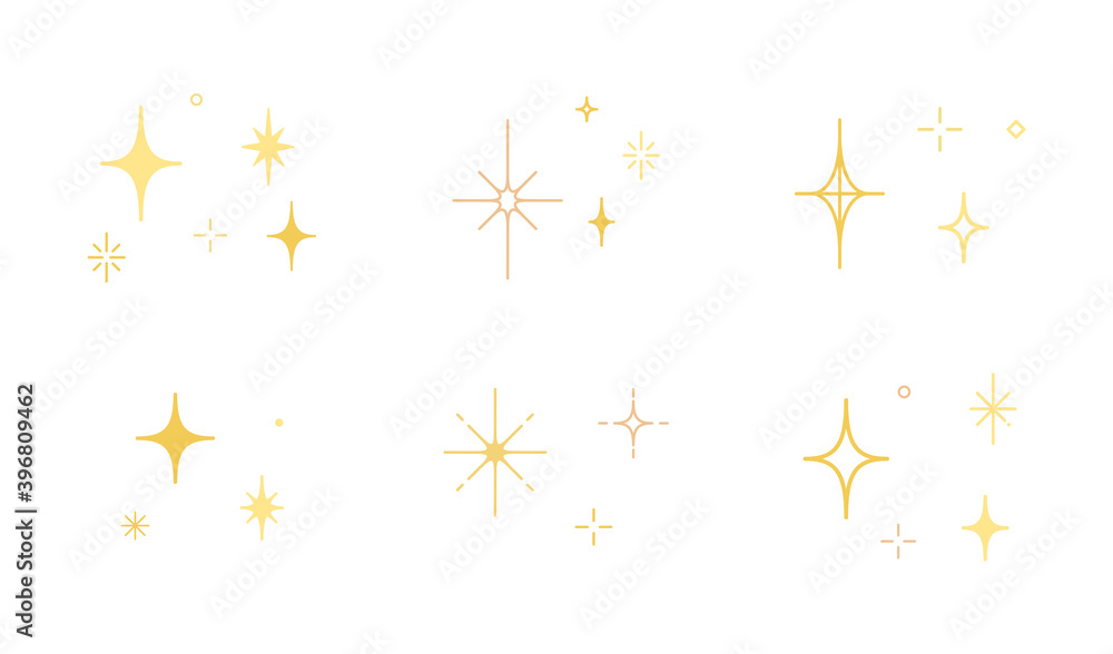 星やキラキラのアイコンのセット イラスト 光 輝き 素材 シンプル Cuadros Entelados Con Marco