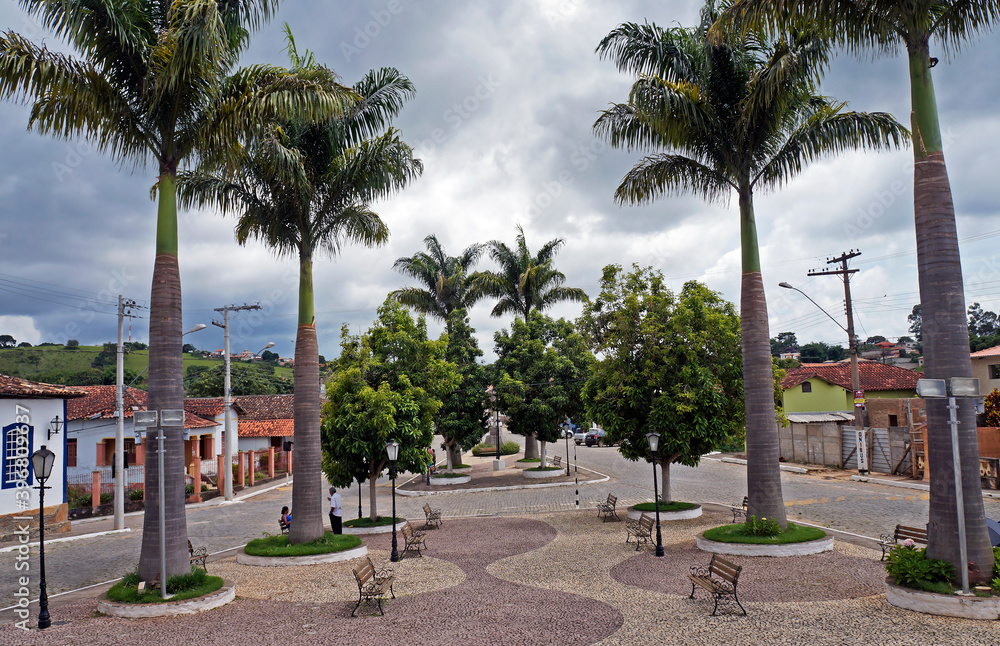 Public square in the city center, Ritapolis, Minas Gerais, Brazil