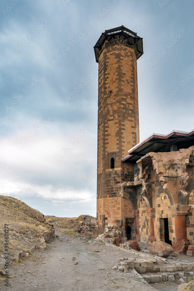 The mosque of Manuchihr. Ani was an important Armenian city, one of the largest in its time, now a World Heritage Site in modern Turkey close to the border of Armenia.