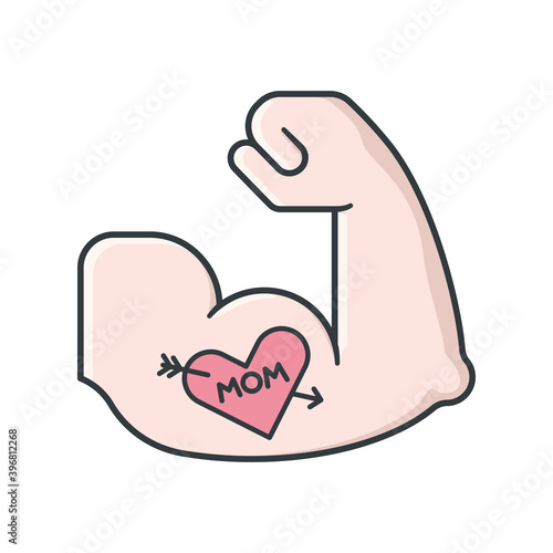 Muscular arm with bad tattoo isolated vector illustration for Tattoo Removal Day on August 14.