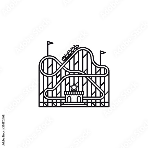 Roller coaster vector line icon. Fun fair ride, entertainment symbol  for Rollercoaster Day on August 16.