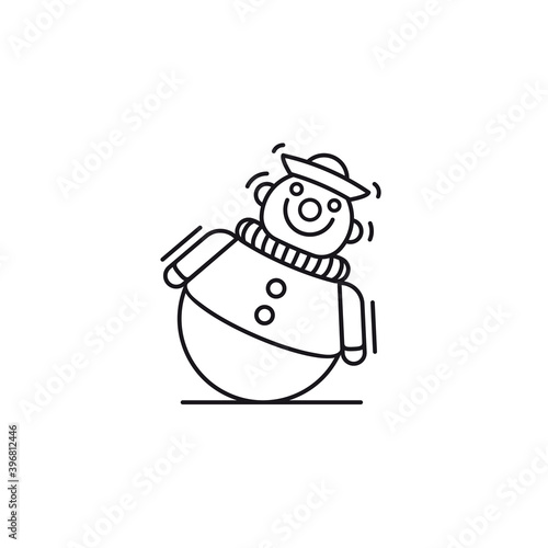 Roly-Poly tumbler toy isolated vector line icon for Never Give Up Day on August 18. Perseverance, persistence, tenaciousness symbol.