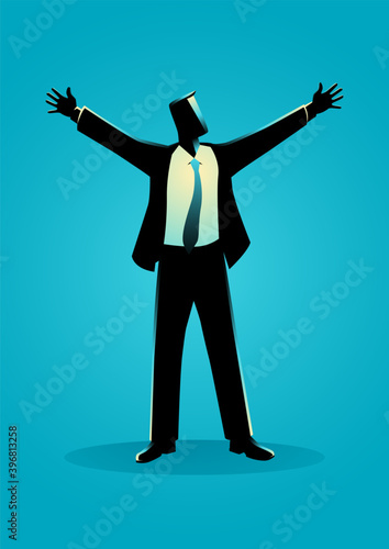 Businessman standing with open arms