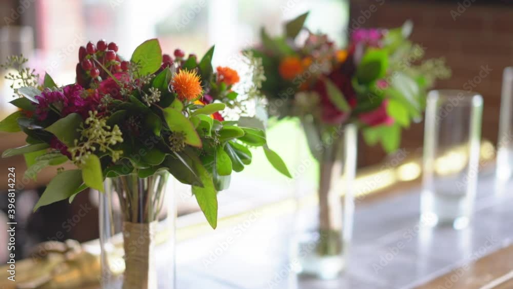 CU Close up of flower bouquet on table CU Close up of flower bouquet on table
