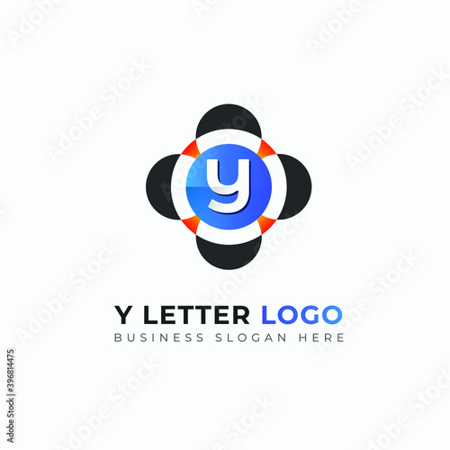 Y logo mark. Colorful Y letter logo template. Letter Y modern gradient logo design element