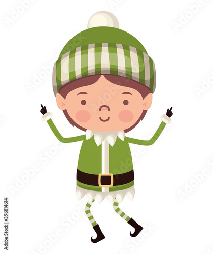 elf male with a green suit over white background
