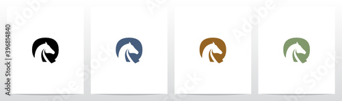 Horse On Letter Logo Design Q