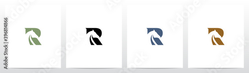 Horse On Letter Logo Design R