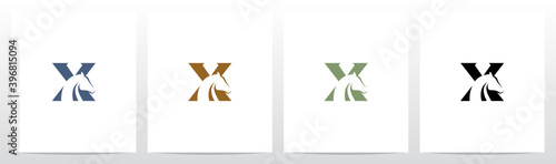 Horse On Letter Logo Design X