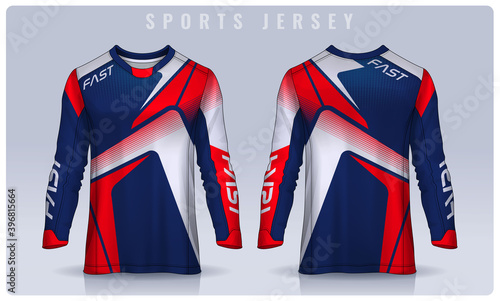 t-shirt sport design template, Long sleeve soccer jersey mockup for football club. uniform front and back view,Motocross jersey.
