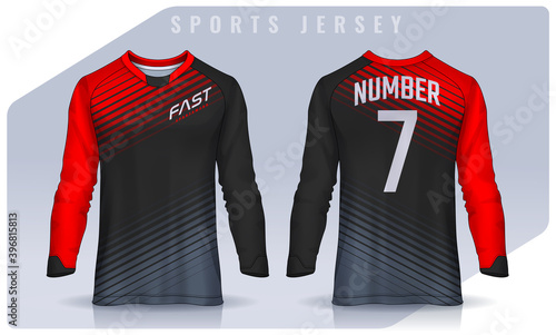 t-shirt sport design template, Long sleeve soccer jersey mockup for football club. uniform front and back view,Motocross jersey.