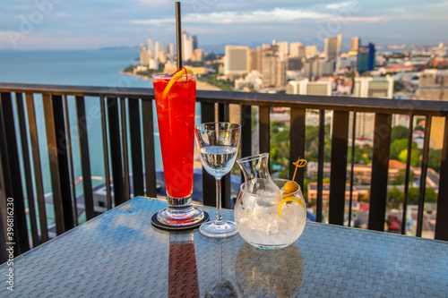 Photography one Singapore Sling and one Cosmopolitan Cocktail from Thailand