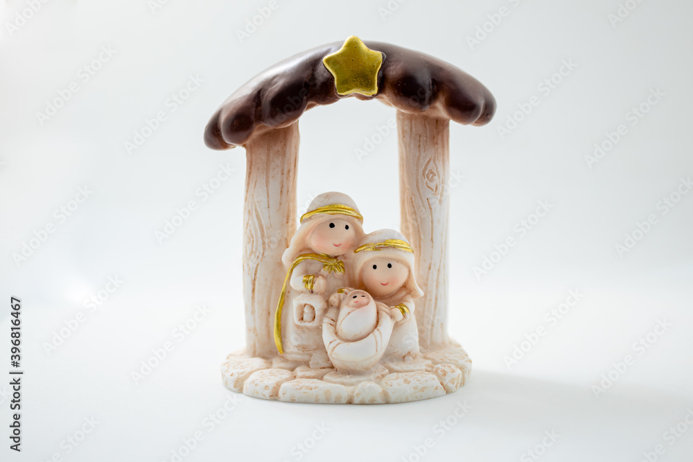 Representation of a Christmas nativity scene with the figures of baby