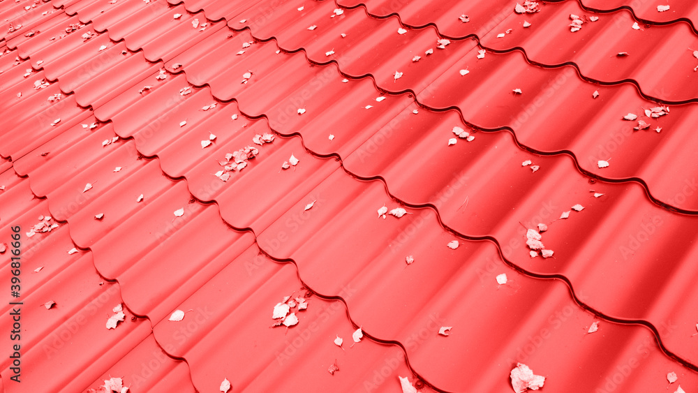 Fototapeta premium Red tile modern modular roof texture for background or design