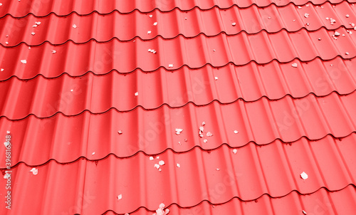 Red tile modern modular roof texture for background or design