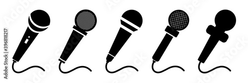 Set microphone icon.Mic sign.Microphone vector icon, mic symbol on white bakcground.Vector illustration