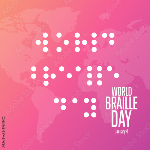 World Braille Day. January 4. Holiday concept. Template for background, banner, card, poster with text inscription. Vector EPS10 illustration.