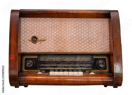 Mid 20th Century Radio Receiver - Isolated on White