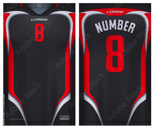 Fabric textile for Sport t-shirt ,Soccer jersey mockup for football club. uniform front and back view.
