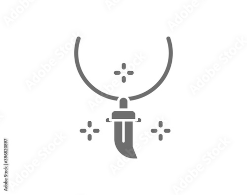 Vector shark tooth pendant, necklace grey icon.