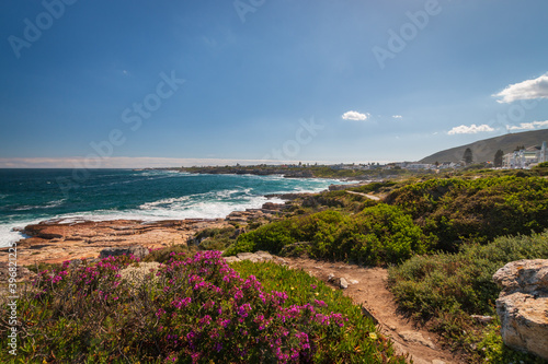 Scenic view of Hermanus and Walker Bay near Cape Town, South Africa.