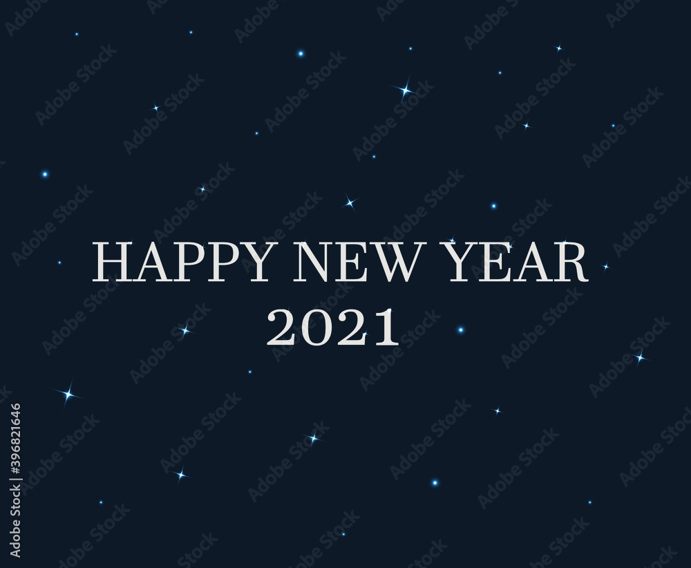 Naklejka premium Happy new year 2021 greeting card .Vector illustration Happy New Year on dark blue background. Banner, flyer, poster, template.