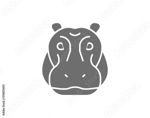 Vector hippo glyph, river-horse, hippopotamus grey icon.