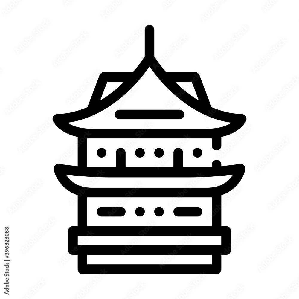 donjon asian building line icon vector illustration
