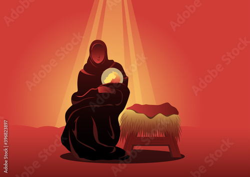 Christmas Theme Mary holding baby Jesus