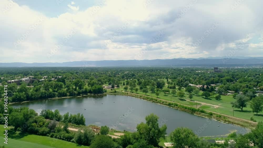 AERIAL View of lake and forest AERIAL View of lake and forest