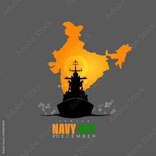 Vector illustration of Indian navy day. Indian national celebration. poster, banner.