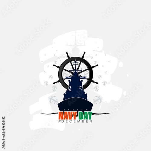 Vector illustration of Indian navy day. Indian national celebration. poster, banner.