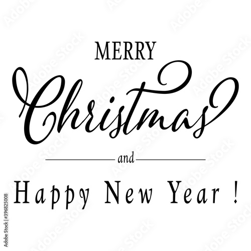 Vector illustration of black lettering merry Christmas isolated on the white background. Hand-drawn quote for print, cards, decoration, seasonal design