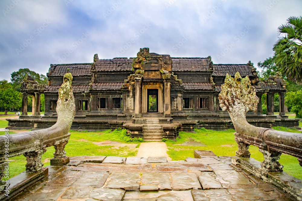   Angkor Wat-largest temple in the world. It is raining