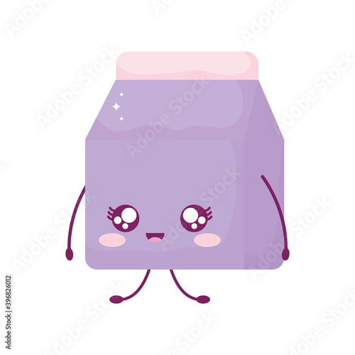 milk carton of purple color kawaii food style