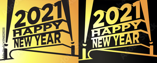 Photos Vector greetings template of 2021 Happy new year crafted in Black and Gold