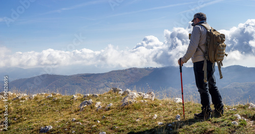 hiker on the top of a mountain in matese park