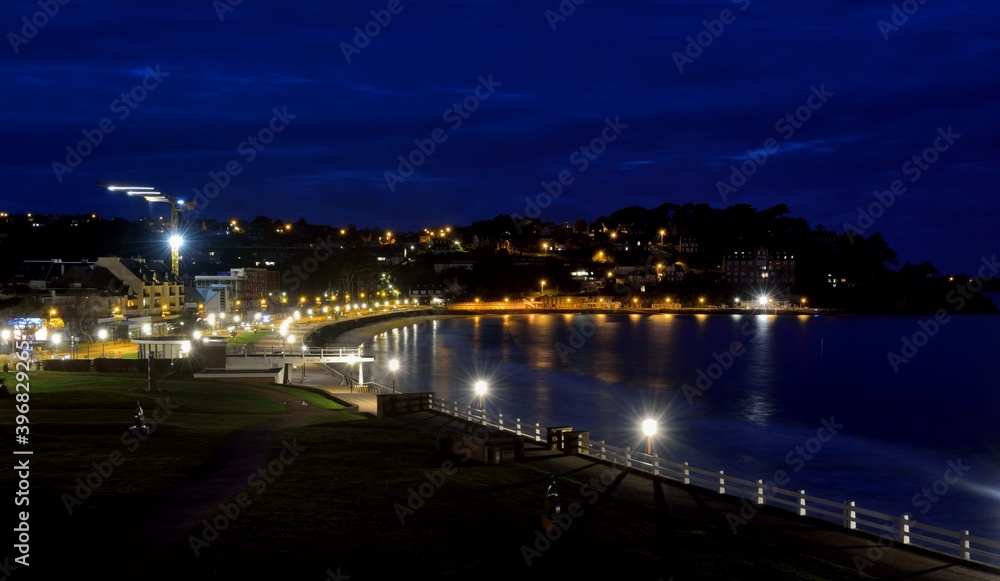 The Trestraou beach of Perros-Guirec in the night