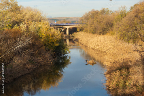 Puente de la A-3 y ribera del Jarama vistos desde el antiguo puente de Arganda photo