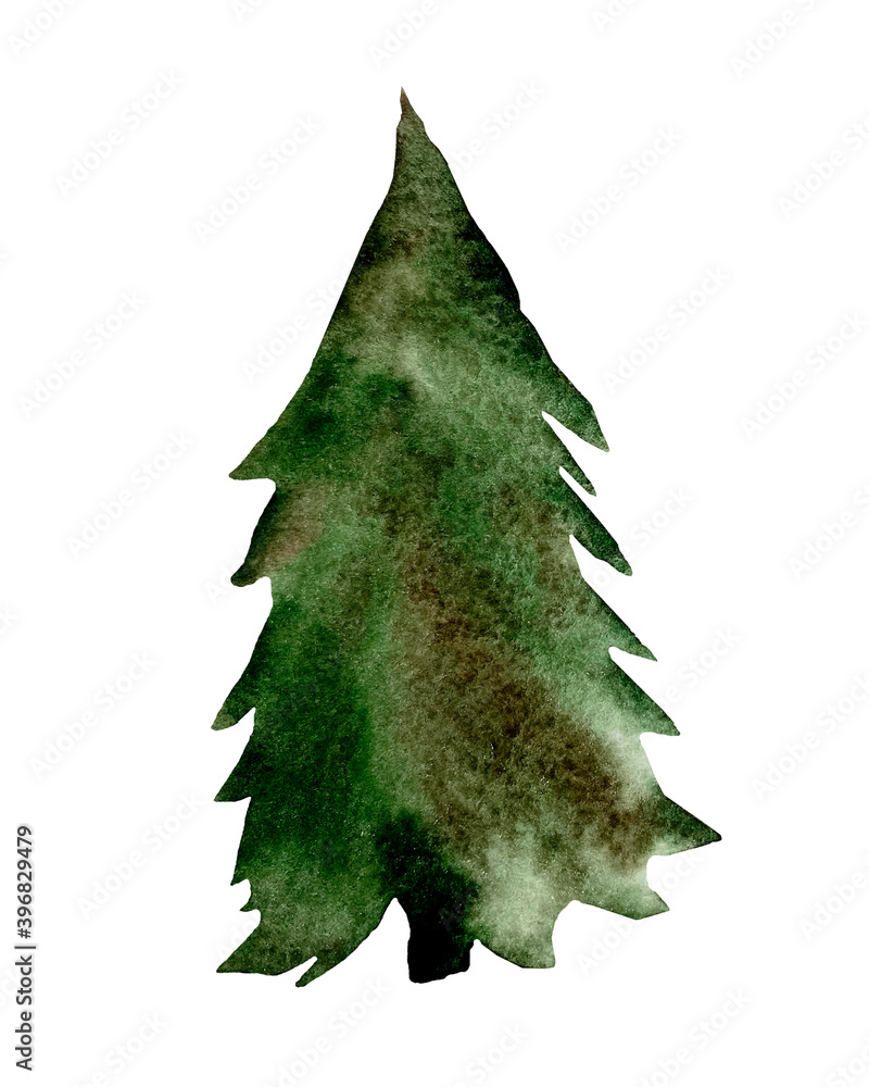 watercolor christmas tree isolated on white watercolor christmas tree isolated on white