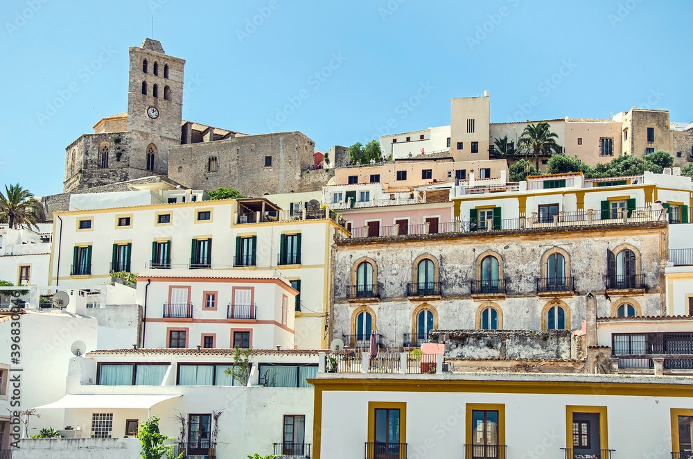 View on old town of Ibiza, Spain